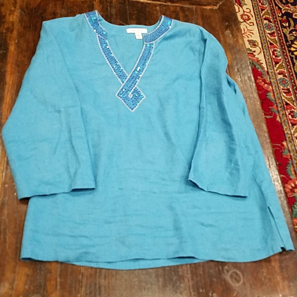 GUC JM Collection Blue Tunic Top Size 16